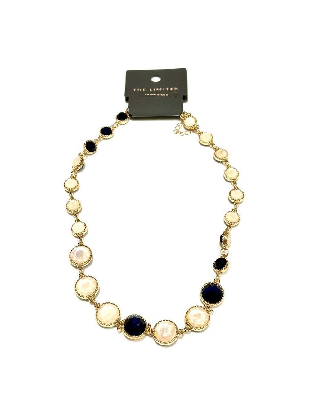 THE LIMITED Reversible Black & White Classic Gold-Tone Necklace | NWT